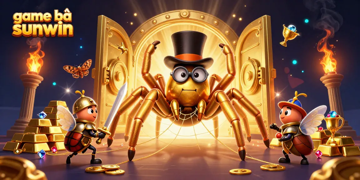 Experience thrilling adventure with game bài sunwin, featuring a golden tarantula and beetle knight amidst riches.