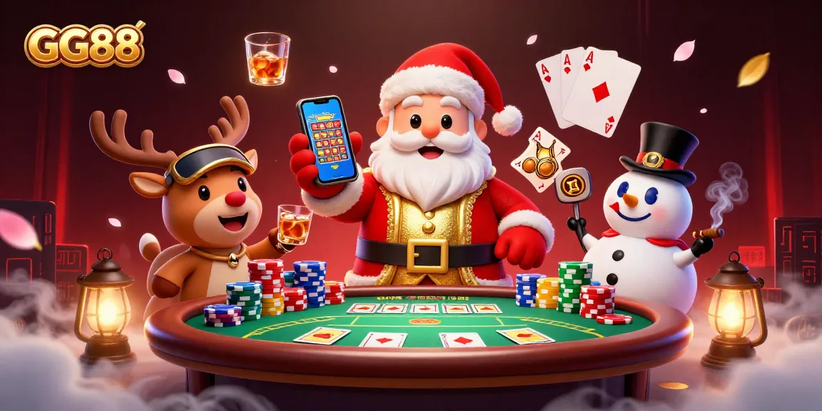 Experience exciting gambling moments at GG88 with festive characters and vibrant casino elements.