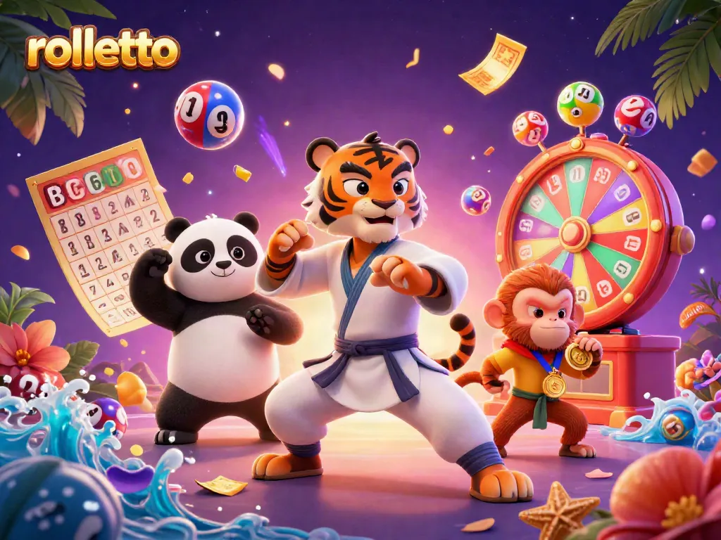Experience the thrill of rolletto as colorful lottery balls bounce around playful characters