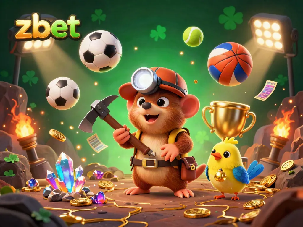 Experience zbet’s thrilling casino atmosphere with a treasure hunter and canary amidst vibrant gaming elements.