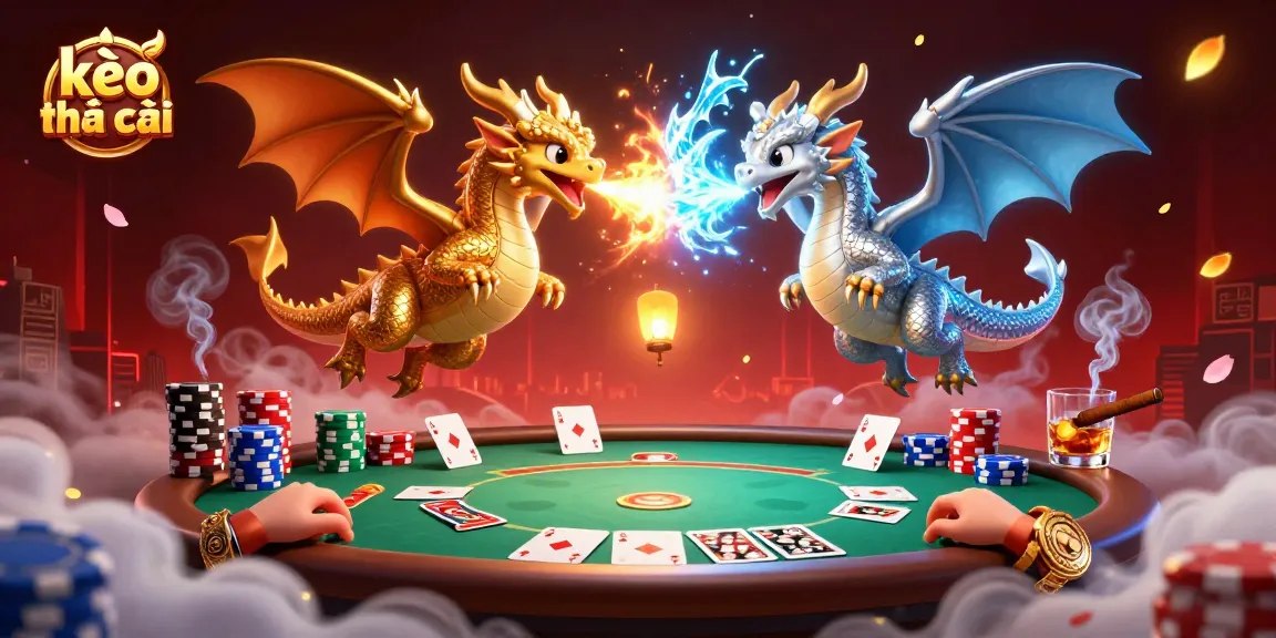 Experience the thrill of kèo nhà cái with dynamic dragons amidst casino excitement.