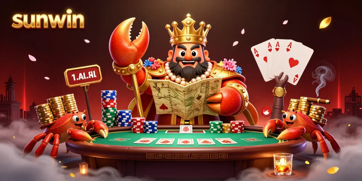 Engage in thrilling poker action with sunwin as a golden crab emperor leads the game table.