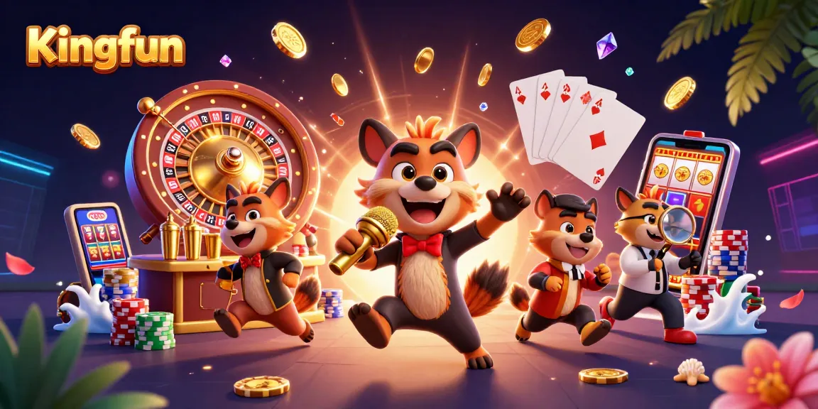 Experience the fun at Kingfun's casino with hyenas enjoying games and comedy!